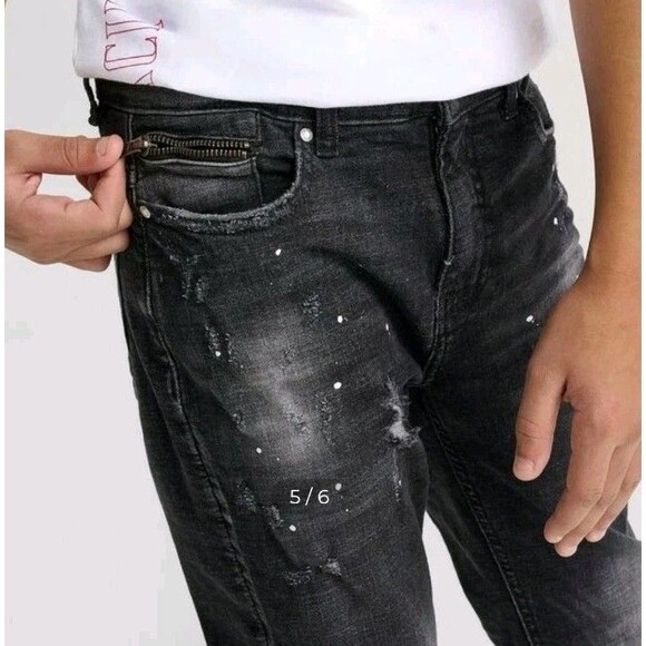 Boys Supply And Demand Denver Jeans Blk Distressed Size 10-12 Med (11) - Picture 2 of 5